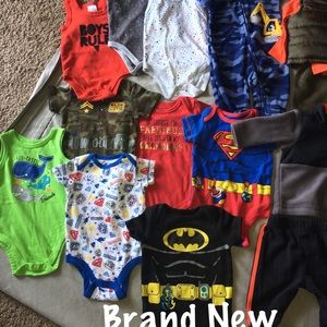 32P. NEW/Gently used baby boy clothes 0-3 & 3-6M